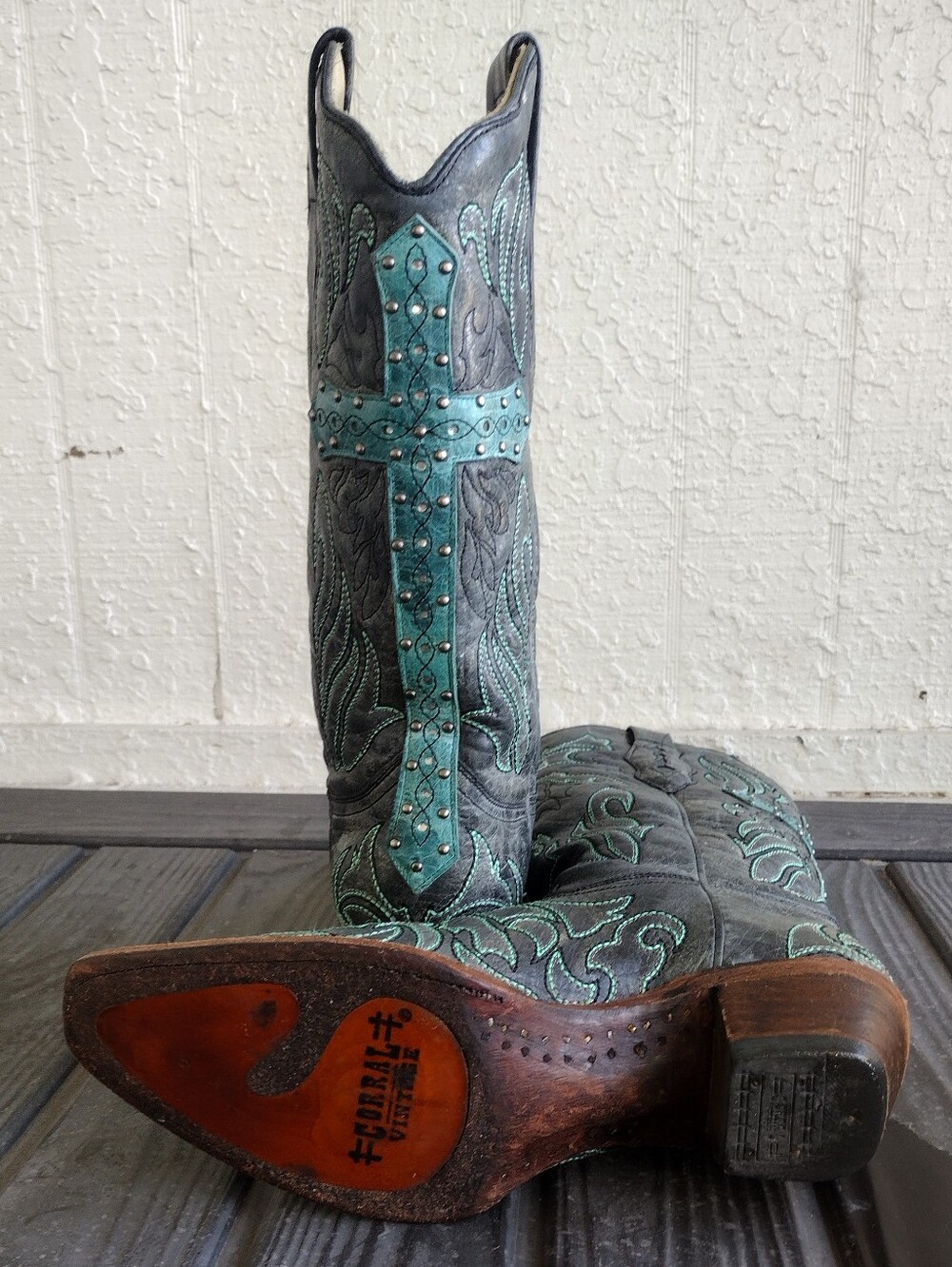 Corral Boots Women's Turquoise Embroidery Rhinestone Snip Toe Western Boot - Picture 16 of 16